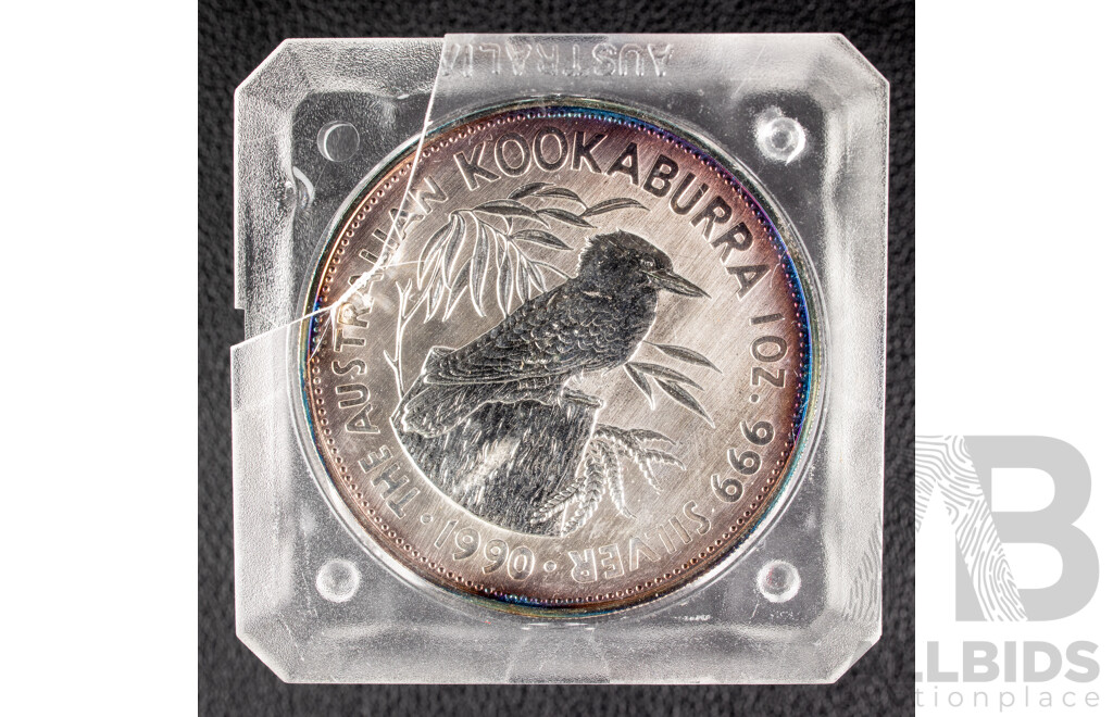 Australian Perth Mint 1990 Silver Five Dollar Coin, the Australian Kookaburra .999