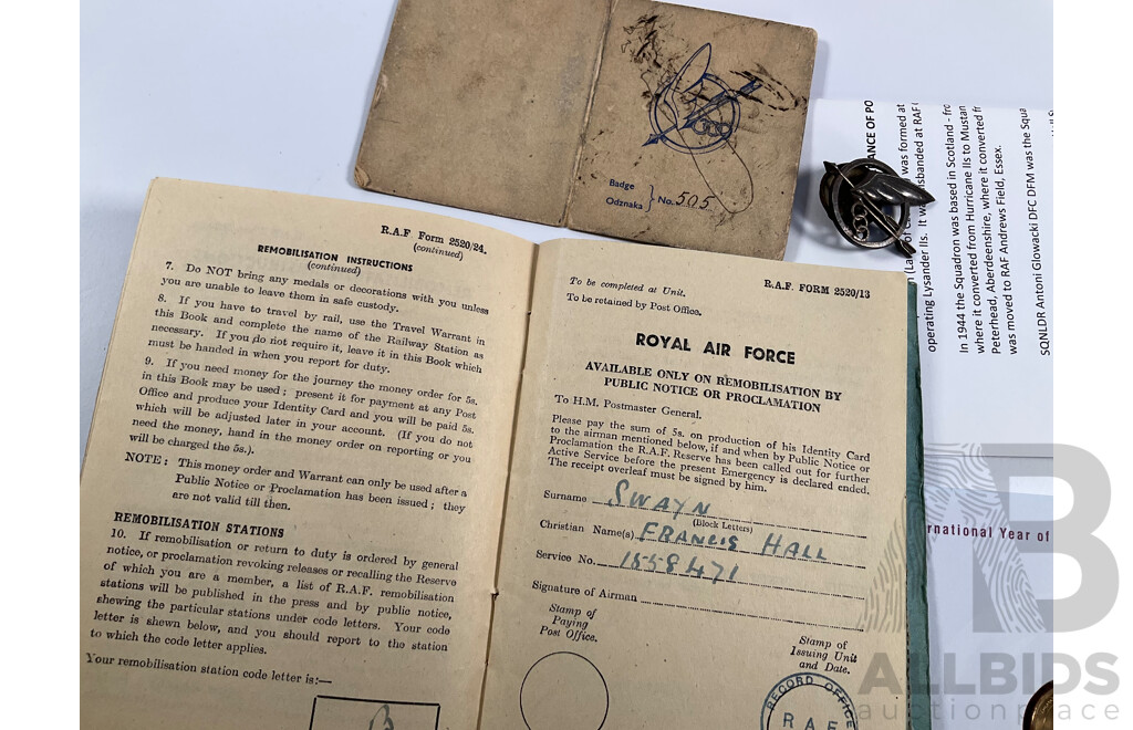 Three Australian 1999 One Dollar PNCs, International Year of the Older Persons with Royal Air Force Service and Release Book, Polish 505 Air Badge, USSR Lenin Desk Calendar