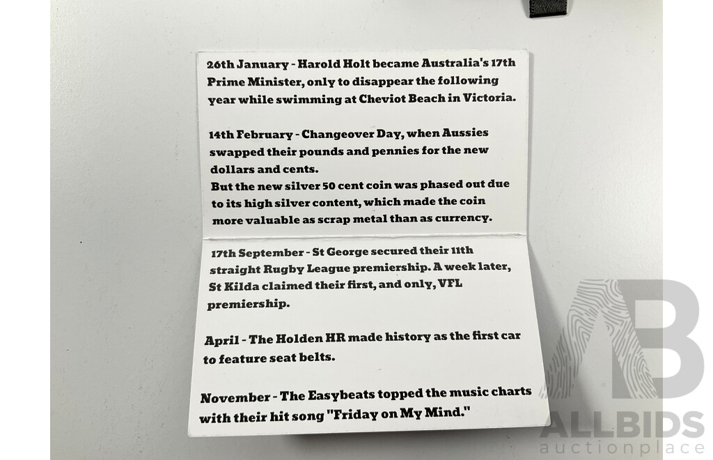 Australian 1966 Round Silver Fifty Cent Coin, the Droving Dog Gift Pack .800