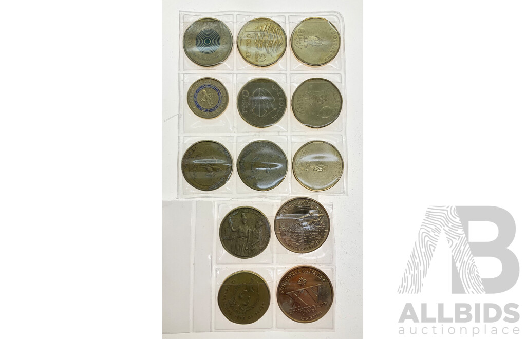 Ten Australian Commemorative One Dollars Including Three 2024 Bluey Dollar Bucks, 1993 Land Care, 2002 Outback, 2001 Federation, 2021 Donation Dollar, 2008 Scouts, 1986 Year of Peace.................