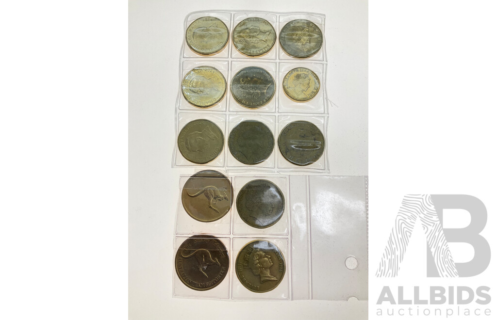 Ten Australian Commemorative One Dollars Including Three 2024 Bluey Dollar Bucks, 1993 Land Care, 2002 Outback, 2001 Federation, 2021 Donation Dollar, 2008 Scouts, 1986 Year of Peace.................