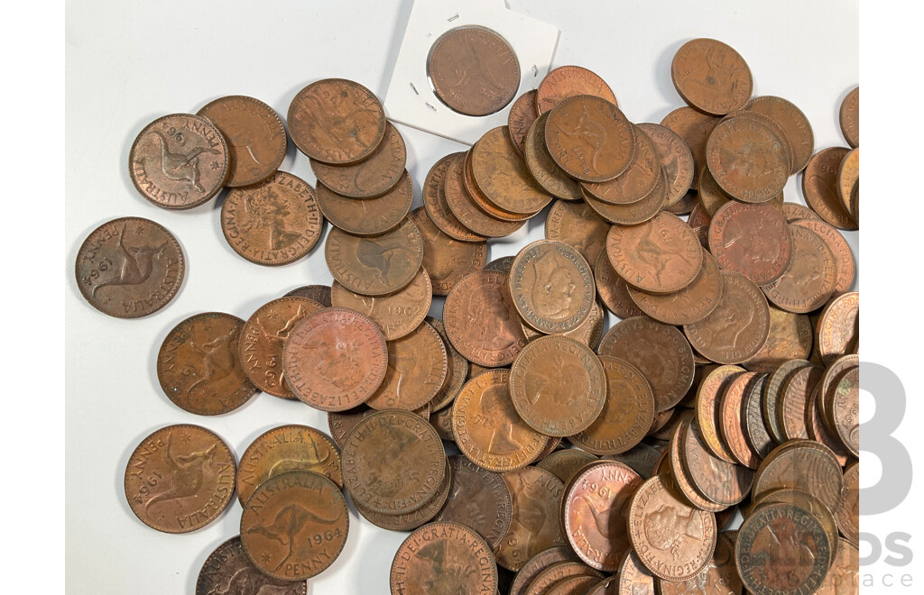 Collection of Australian KGVI, QE2 Pennies, Examples Spanning 1950 to 1964