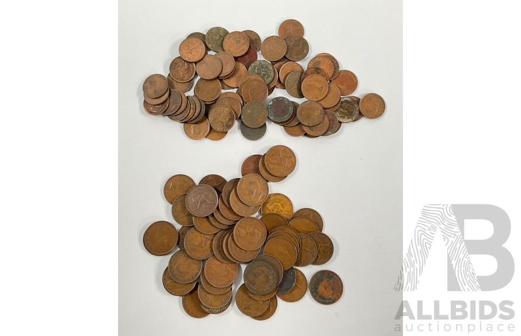 Collection of Australian KGVI, QE2 Pennies and Half Pennies, Examples Spanning 1940 to 1964