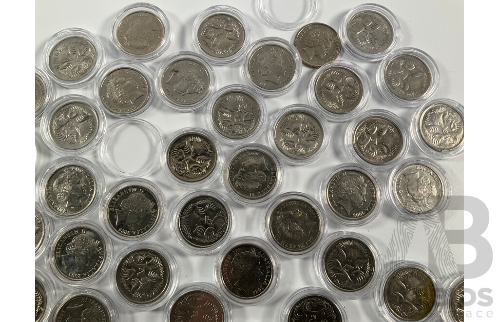 Collection of Australian Encapsulated Five Cent Coins