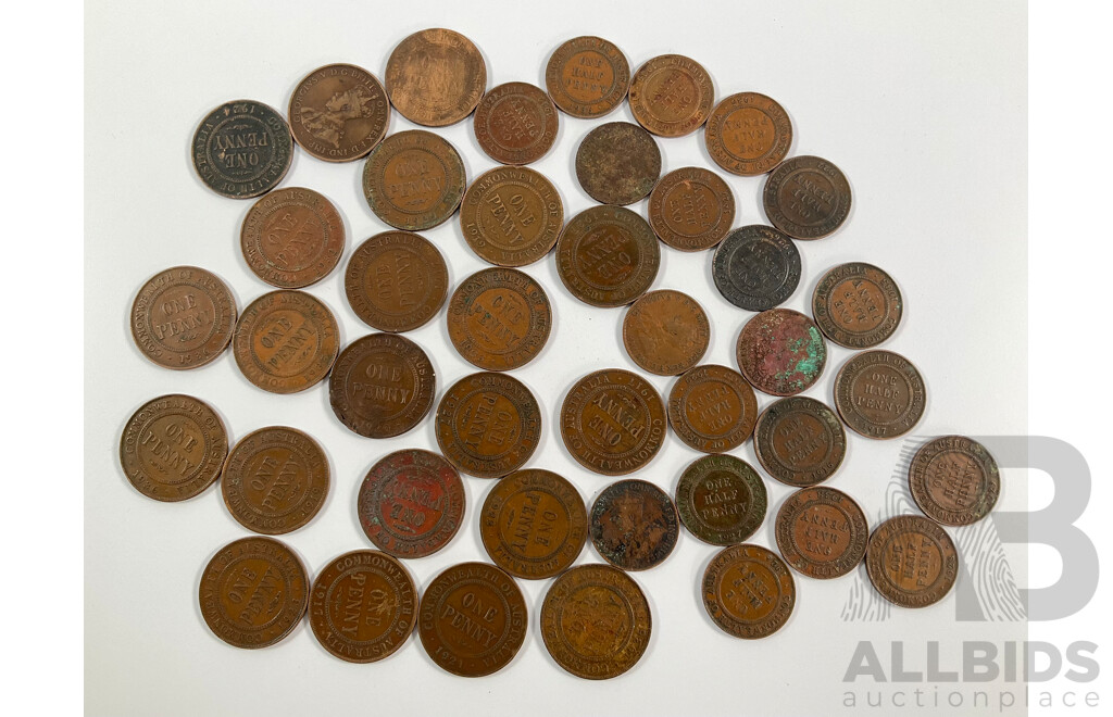 Collection of Australian KGV/KGVI Pennies and Half Pennies