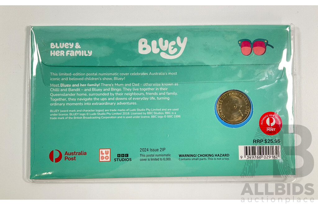 Australian 2024 One Dollar Bluey PNC, Bluey and Her Family