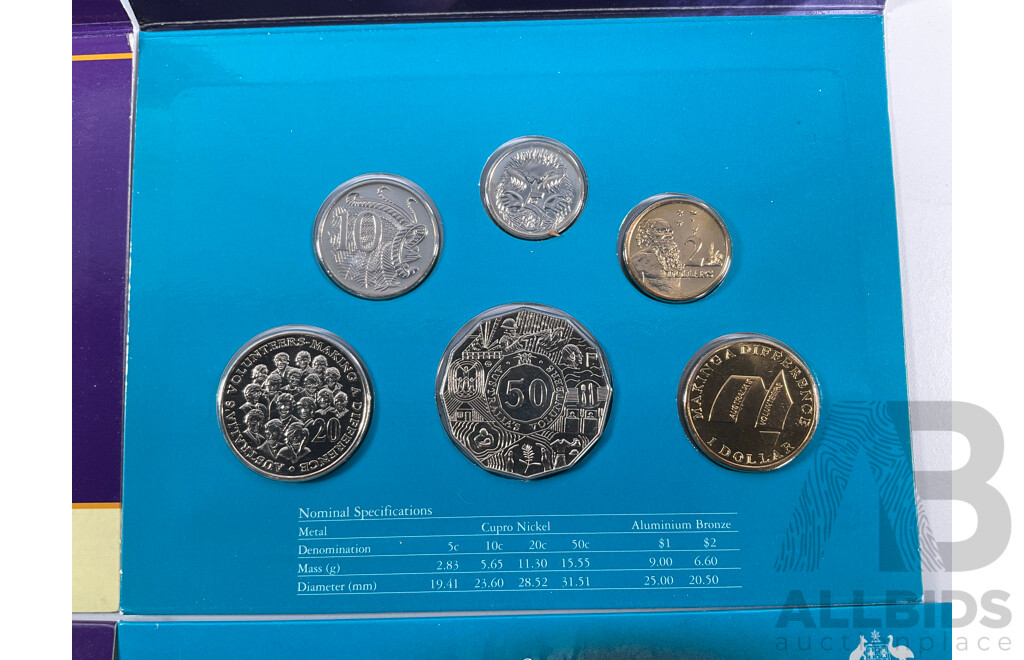 Two Australian RAM UNC Coin Sets Including 1999 International Year of the Older Person and 2003 Australia's Volunteers