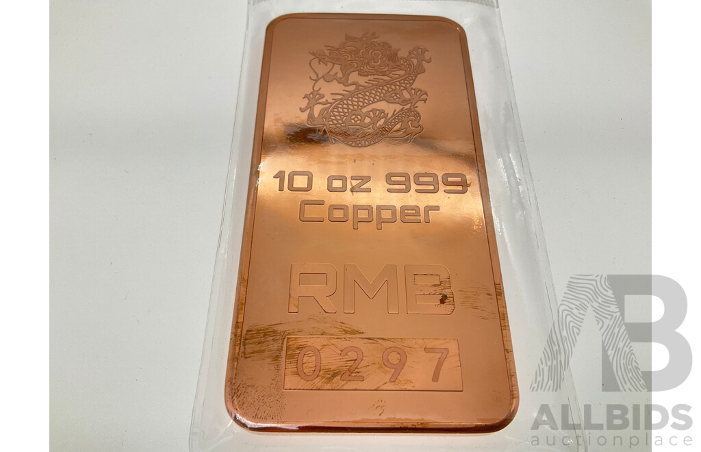 Red Metal Bullion Ten Ounce Copper Ingot