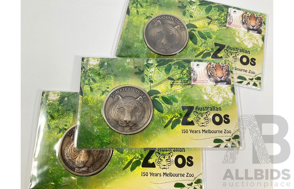 Three Australian Zoos 150 Years of Melbourne Zoo PNCs, Two Australia Post 200 Years PNCs, USA 1971 Five Proof Coin Set
