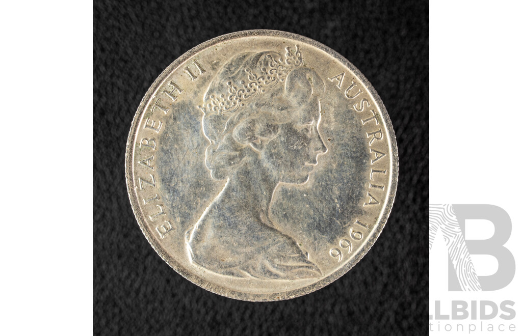 Australian 1966 Round Silver Fifty Cent Coin .800