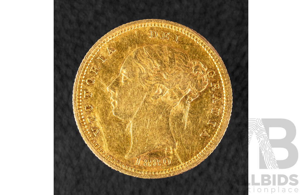 Australian 1880 QV Gold Half Sovereign, Sydney Mint .917