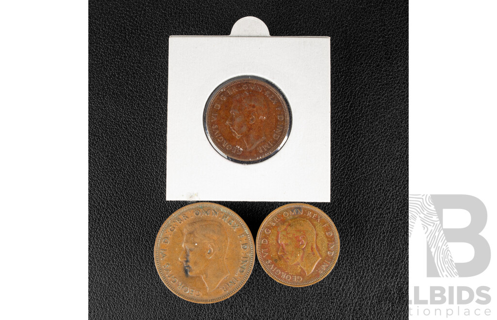 Two Australian 1939 Half Pennies, Kangaroo Reverse and 1939 Penny