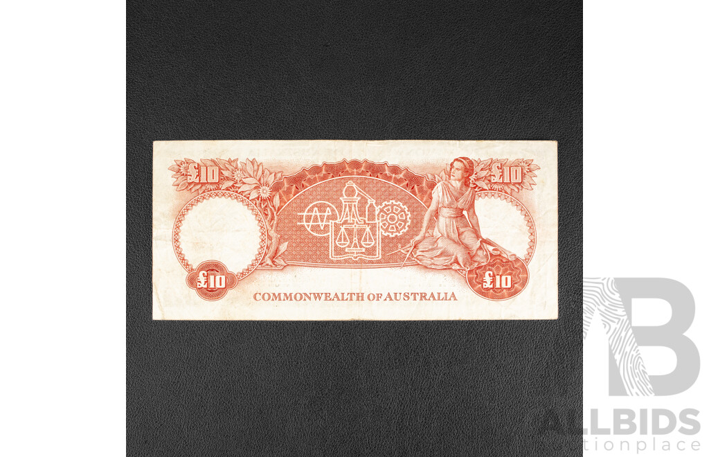 Australian 1960 Ten Pound Note, R63 Coombs/Wilson WA 42 487074