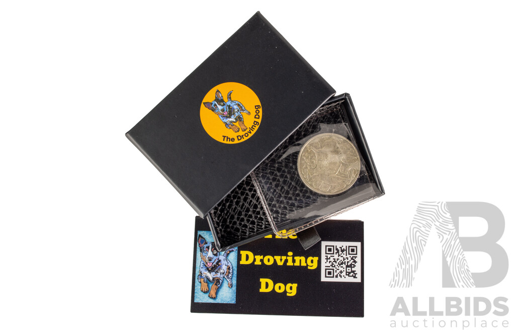 Australian 1966 Round Silver Fifty Cent Coin, the Droving Dog Gift Pack .800