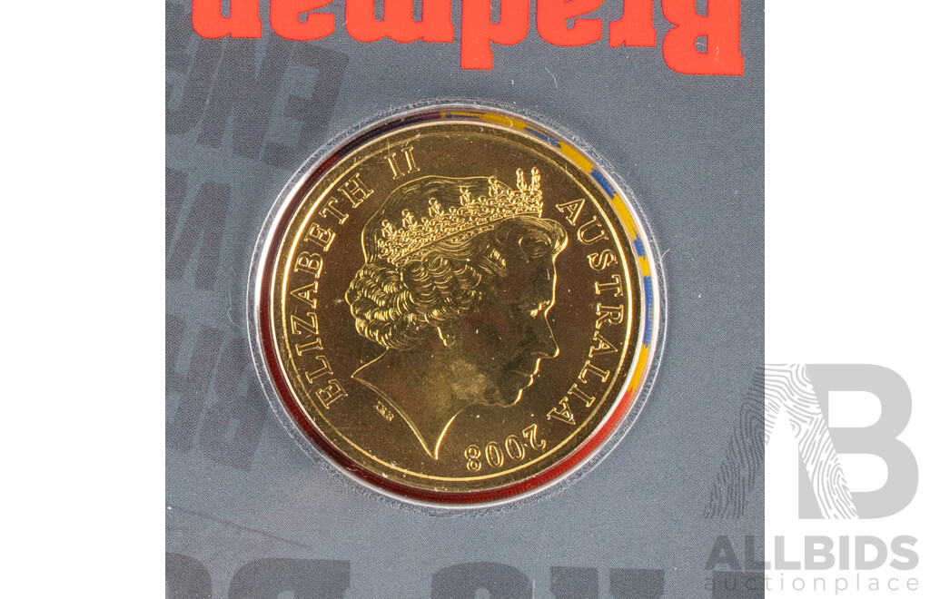 Australian 2021 Six UNC Coin Set, Wiggles 30 Year Anniversary, 2008 Five Dollar Coin, Donald Bradman 100th Birthday, 2013 One Dollar, Hawthorn Football Club