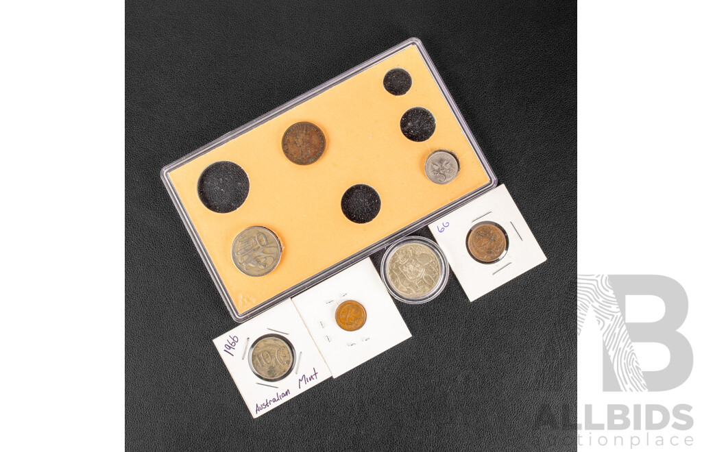 Australian 1966 First Decimal Coin Set Including Silver Round Fifty Cent