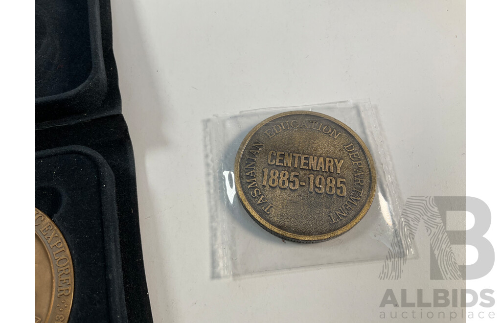 Collection of Australian Medallions Including Kodak Gold 1994 Sydney-Hobart Yacht Race Set, 1983 Hobart Fire Brigade, 1985 Tasmanian Education Department, Emu Bay Railway Company, 1989 Sheep and Wool Congress..............