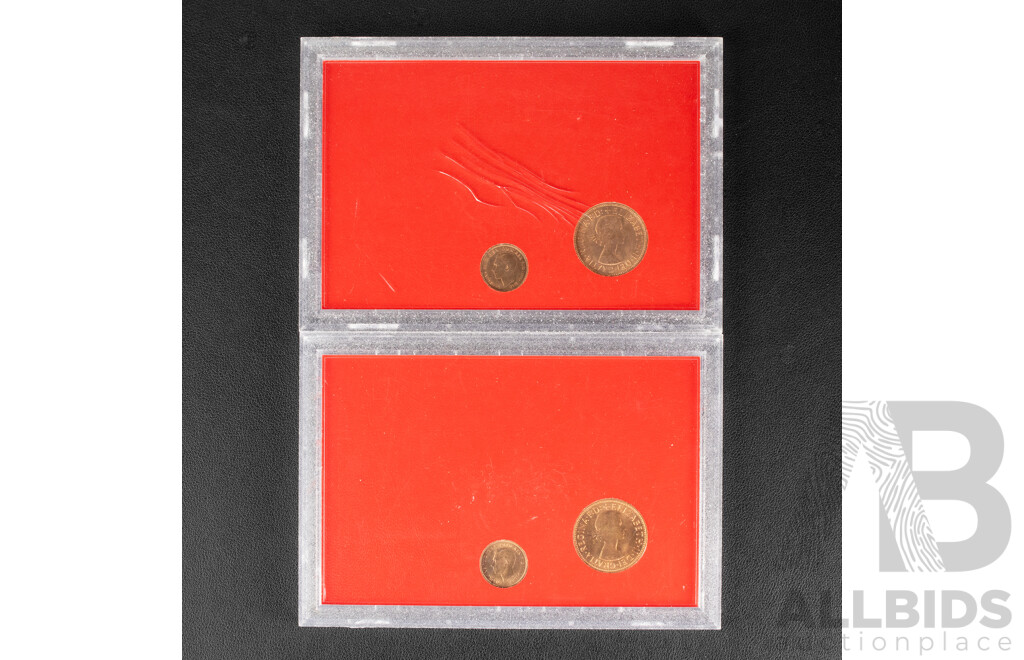 Collection of United Kingdom Coin Sets Including Two First Decimal Coin Wallets, 1975, 1976 Year Sets, 1981 Royal Wedding Set, Two Penny Farthing Sets