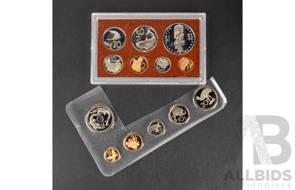 Papua New Guinea and Cook Islands 1975 Six Proof Coin Sets