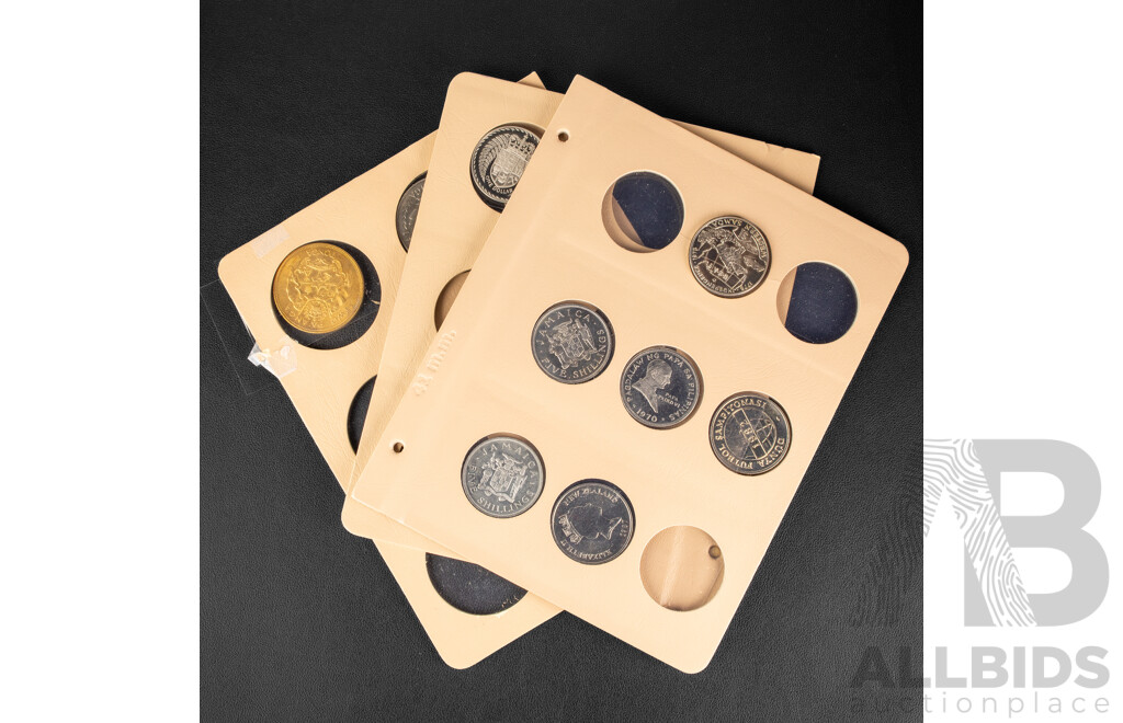 Collection of UNC Coins Including New Zealand 1975 Silver One Dollar, Tonga 200 Gold Plated Two Panga, Virgin Islands 2006 One Dollar, Western Samoa 1975 One Dollar, Philippines 1970piso, Turkey 1982 One Hundred Lira