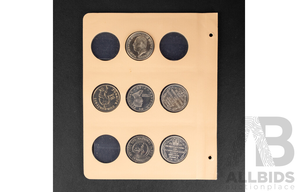 Collection of UNC Coins Including New Zealand 1975 Silver One Dollar, Tonga 200 Gold Plated Two Panga, Virgin Islands 2006 One Dollar, Western Samoa 1975 One Dollar, Philippines 1970piso, Turkey 1982 One Hundred Lira