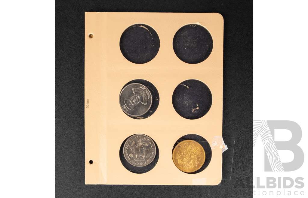 Collection of UNC Coins Including New Zealand 1975 Silver One Dollar, Tonga 200 Gold Plated Two Panga, Virgin Islands 2006 One Dollar, Western Samoa 1975 One Dollar, Philippines 1970piso, Turkey 1982 One Hundred Lira