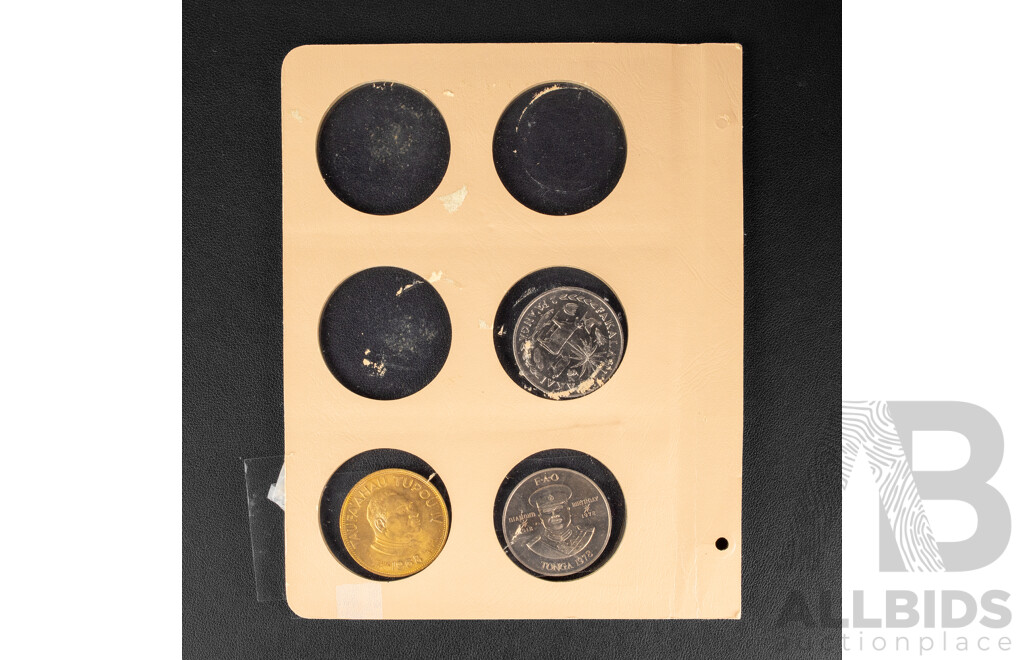 Collection of UNC Coins Including New Zealand 1975 Silver One Dollar, Tonga 200 Gold Plated Two Panga, Virgin Islands 2006 One Dollar, Western Samoa 1975 One Dollar, Philippines 1970piso, Turkey 1982 One Hundred Lira