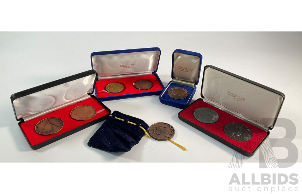 Australian Medallions Including Stokes 1974 Hobart Cup, 1982 Tasmanian Numismatic Society, 1979 Stonehaven Cup, 1977 Port Arthur Penal Settlements, Western Australia 150th Anniversary...........