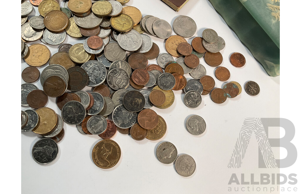 Collection of International Coins with New Zealand Penny Album