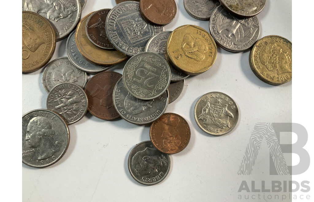 Collection of International Coins with New Zealand Penny Album