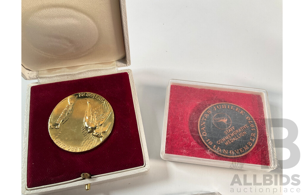 Collection of Medals and Medallions Including 1970 Qantas Jubilee, 1989 Volunteer Fire Brigade, Tasmania Tourist Dollar, Mowbray Racing Center, Apollo Lunar Roving Vehicle, 2004 Hobart, Van Diemens Land.............