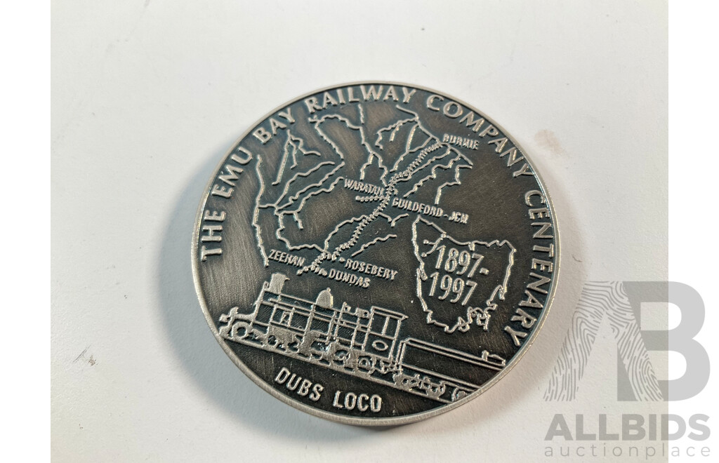 Collection of Medals and Medallions Including 1970 Qantas Jubilee, 1989 Volunteer Fire Brigade, Tasmania Tourist Dollar, Mowbray Racing Center, Apollo Lunar Roving Vehicle, 2004 Hobart, Van Diemens Land.............