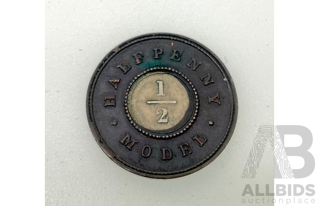 United Kingdom 1844-1848 QV Model Half Penny, Bimetallic and Australian 1897 Queen Victoria Diamond Jubilee Medal