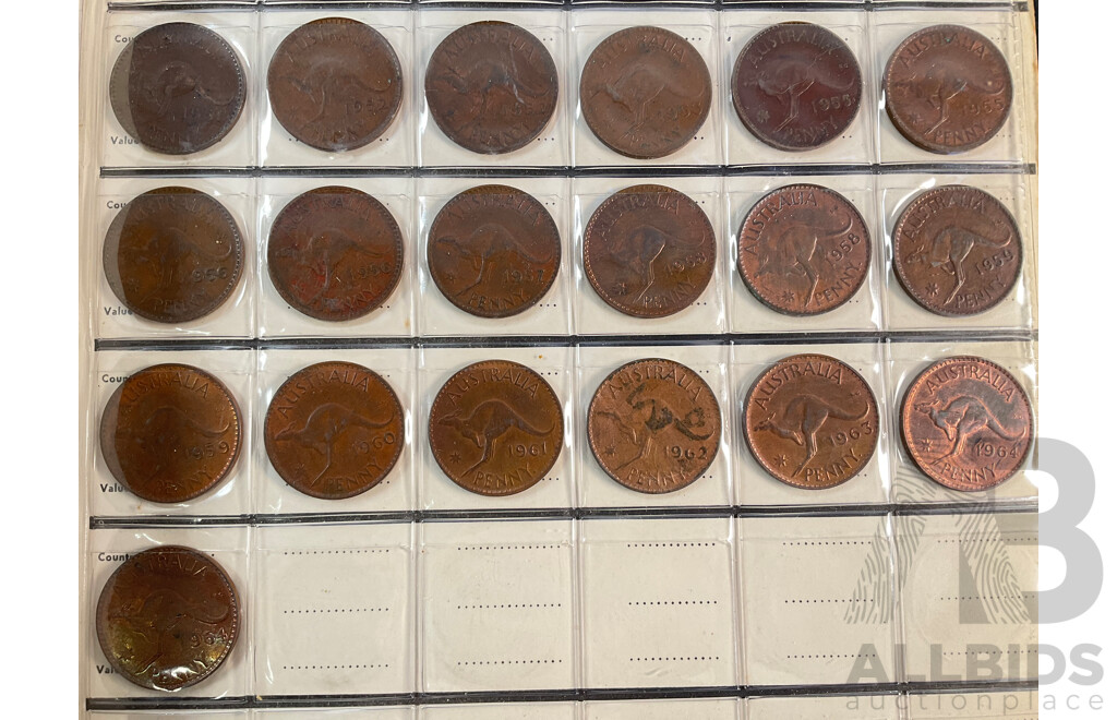 Album of Australian Pennies and Half Pennies, Mostly Consecutive