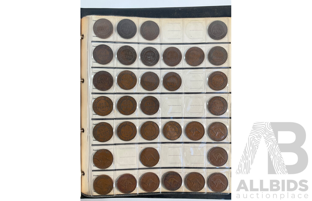 Album of Australian Pennies and Half Pennies, Mostly Consecutive