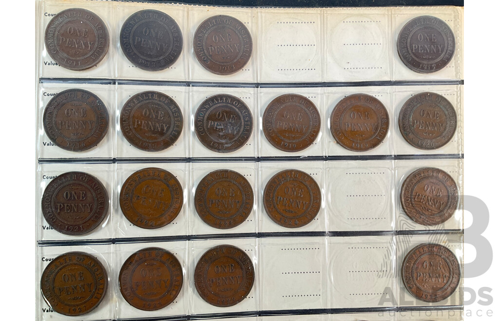 Album of Australian Pennies and Half Pennies, Mostly Consecutive