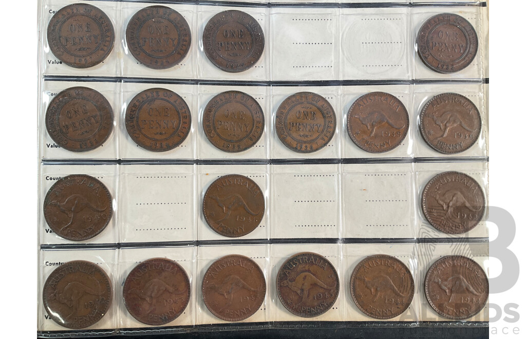 Album of Australian Pennies and Half Pennies, Mostly Consecutive