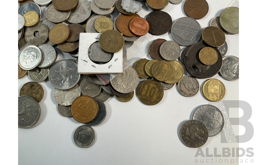 Collection of International Coins Including New Zealand, Netherlands, Canada, China, United Kingdom, Greece and More - Approximately 1.3 Kilograms