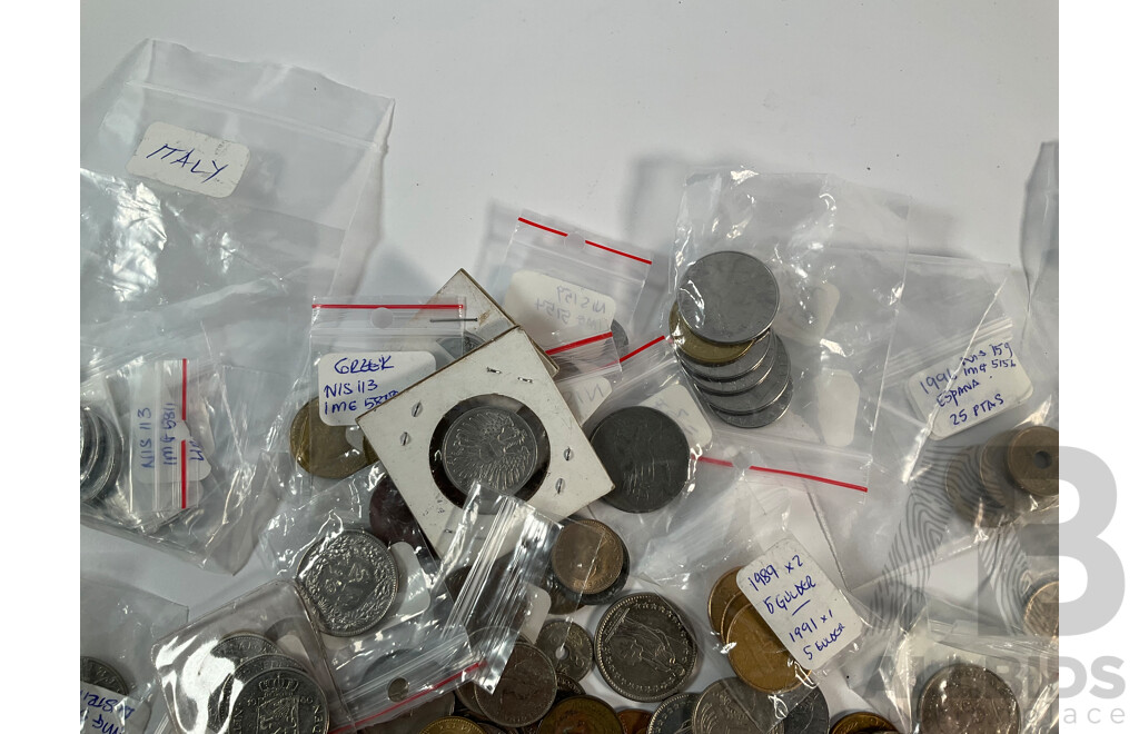Collection of International Coins Including New Zealand, Netherlands, Canada, China, United Kingdom, Greece and More - Approximately 1.3 Kilograms