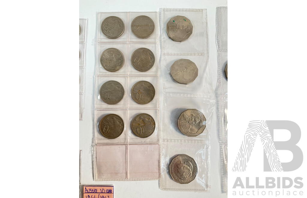 Collection of Australian Coins Including Commemorative Fifty and Twenty Cents, Two 2015 Coins, Seventy Seven Year Anniversary of 1938 Crown
