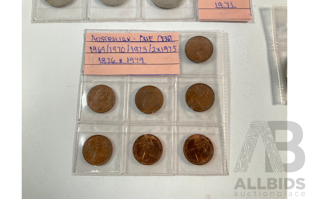 Collection of Australian Coins Including Commemorative Fifty and Twenty Cents, Two 2015 Coins, Seventy Seven Year Anniversary of 1938 Crown