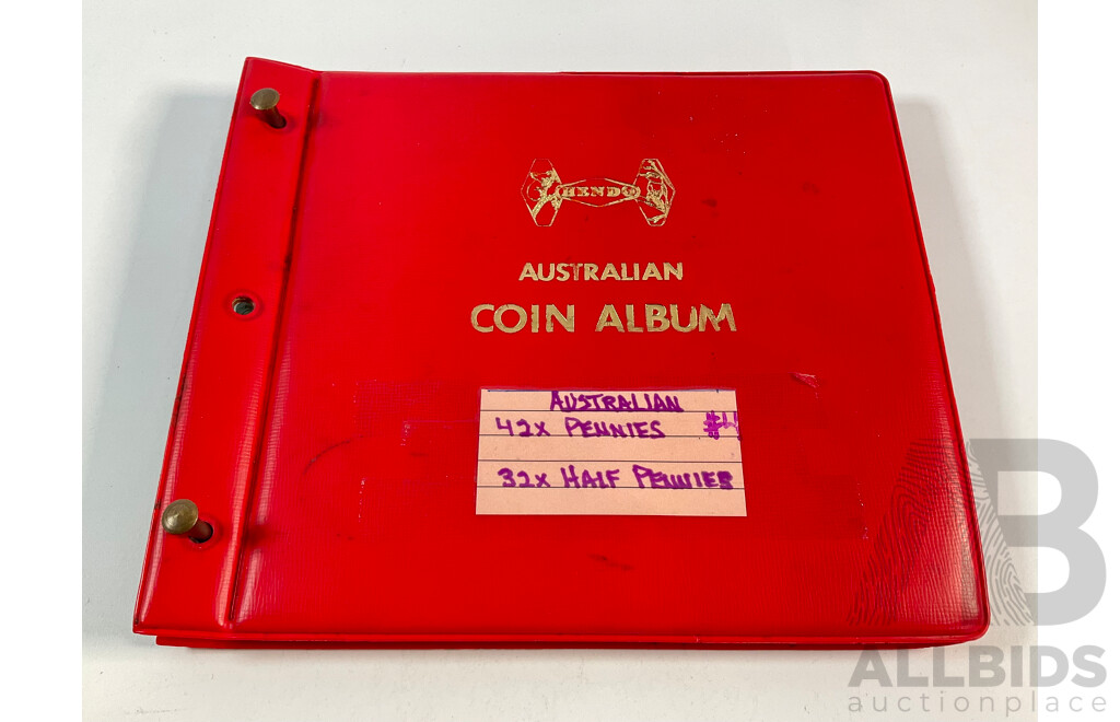 Album of Australian Pennies and Half Pennies, Examples Spanning 1911 to 1964