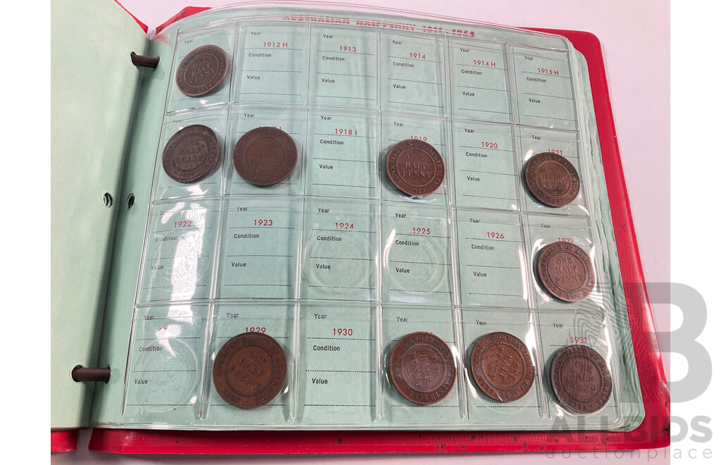 Album of Australian Pennies and Half Pennies, Examples Spanning 1911 to 1964