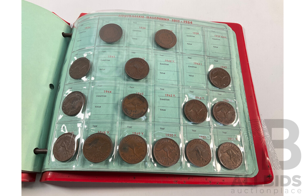 Album of Australian Pennies and Half Pennies, Examples Spanning 1911 to 1964
