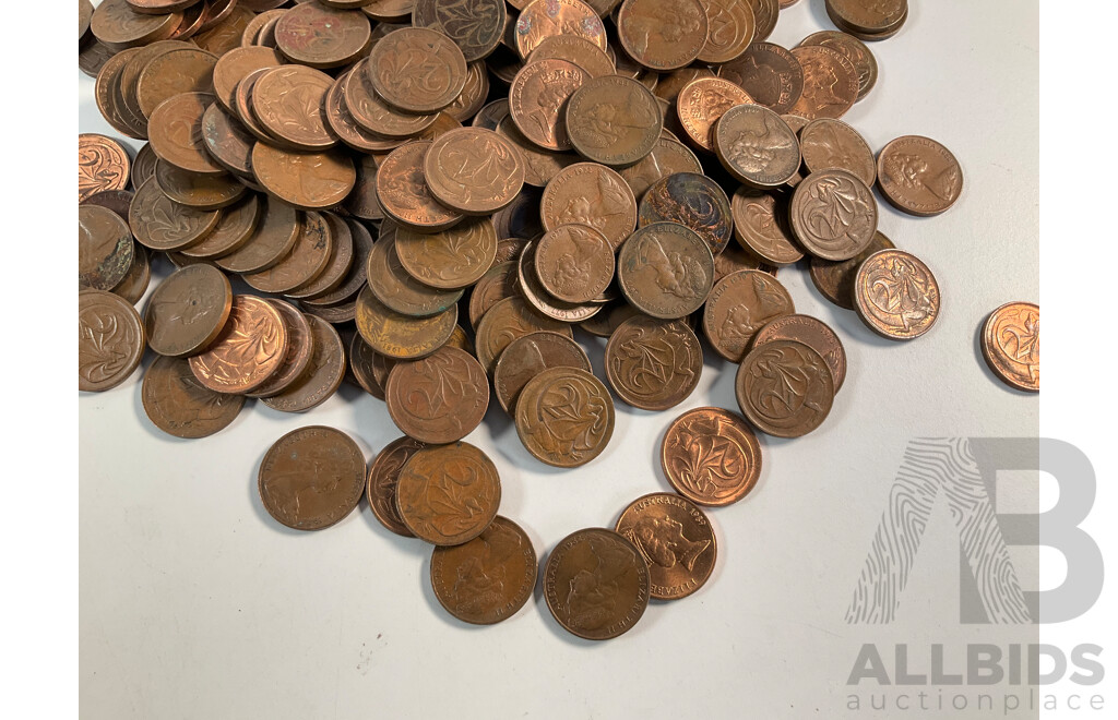 Collection of Australian One and Two Cent Coins, Examples Spanning 1966 to 1990 - Approximately 2.3 Kilograms