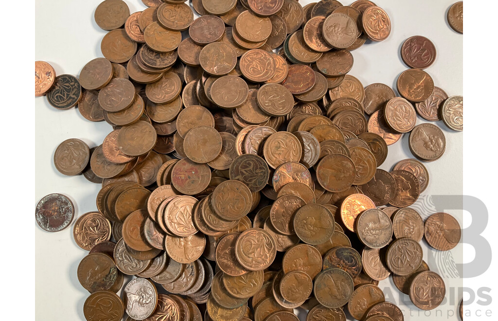 Collection of Australian One and Two Cent Coins, Examples Spanning 1966 to 1990 - Approximately 2.3 Kilograms