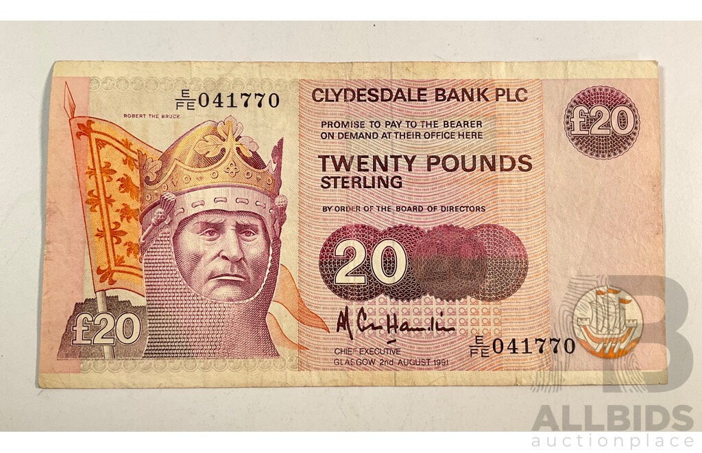 Scotland, Clydesdale Bank 1991 Twenty Pound Note