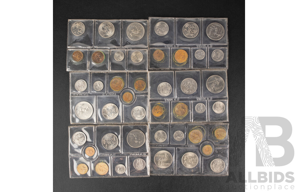 Five South African UNC Coin Sets, 1977, 1978, 1979, 1981, 1982