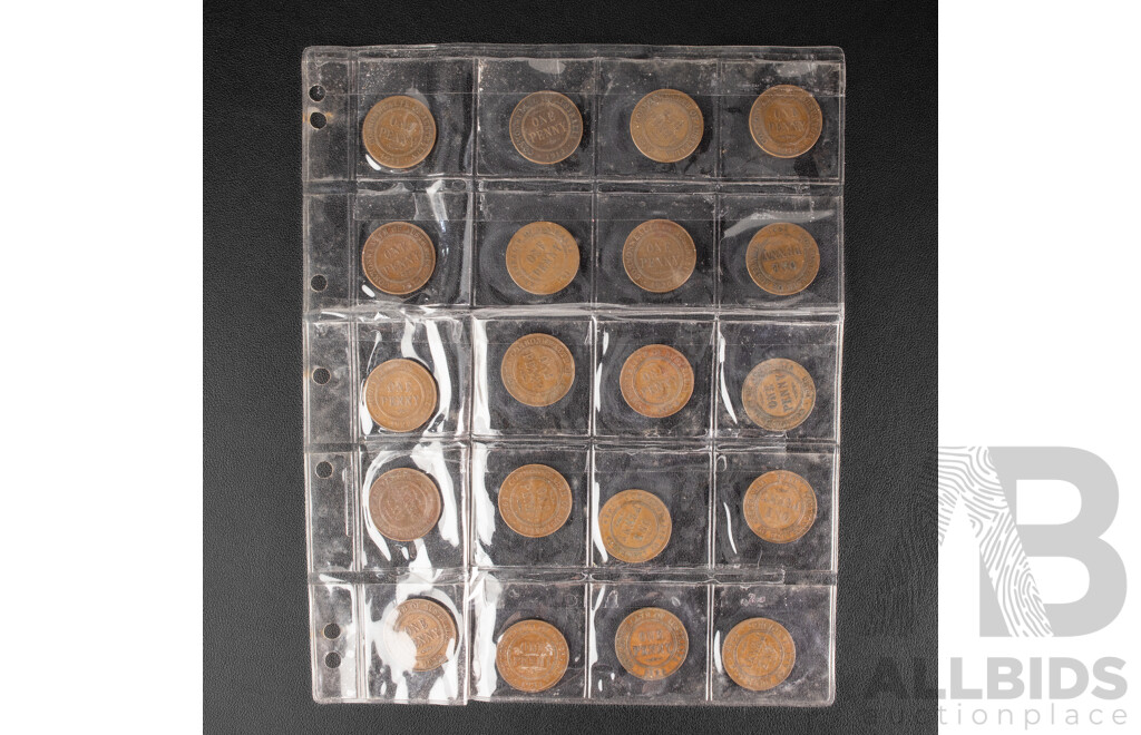 Twenty Australian KGV Pennies Spanning 1911 to 1936