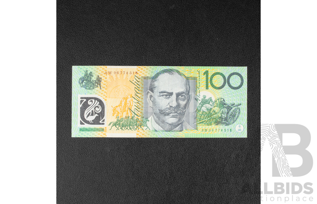 Australian 1996 One Hundred Dollar Note, Fraser/Evans, Test Note R616T